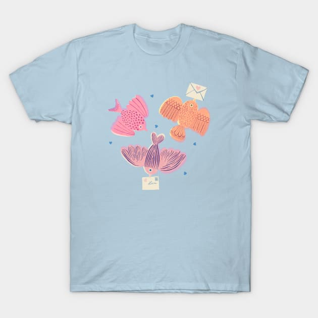 Love Letter Birds T-Shirt by Rebelform